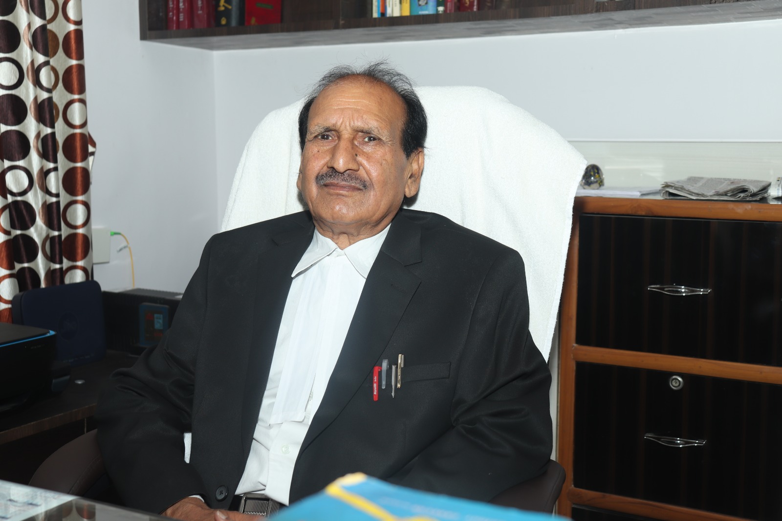 Advocate Choubey at his desk